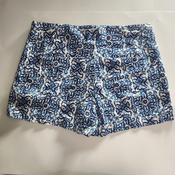 Milly Blue and White Bermuda Shorts Floral Print Sz 10 - Picture 5 of 6